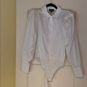 White button down down bodysuit